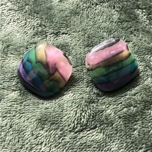 Vintage 80s Resin Rainbow Earrings